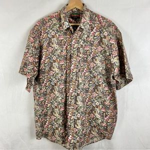 VINTAGE Tango by Max Raab Floral Short Sleeve Button‎ Down Size Large